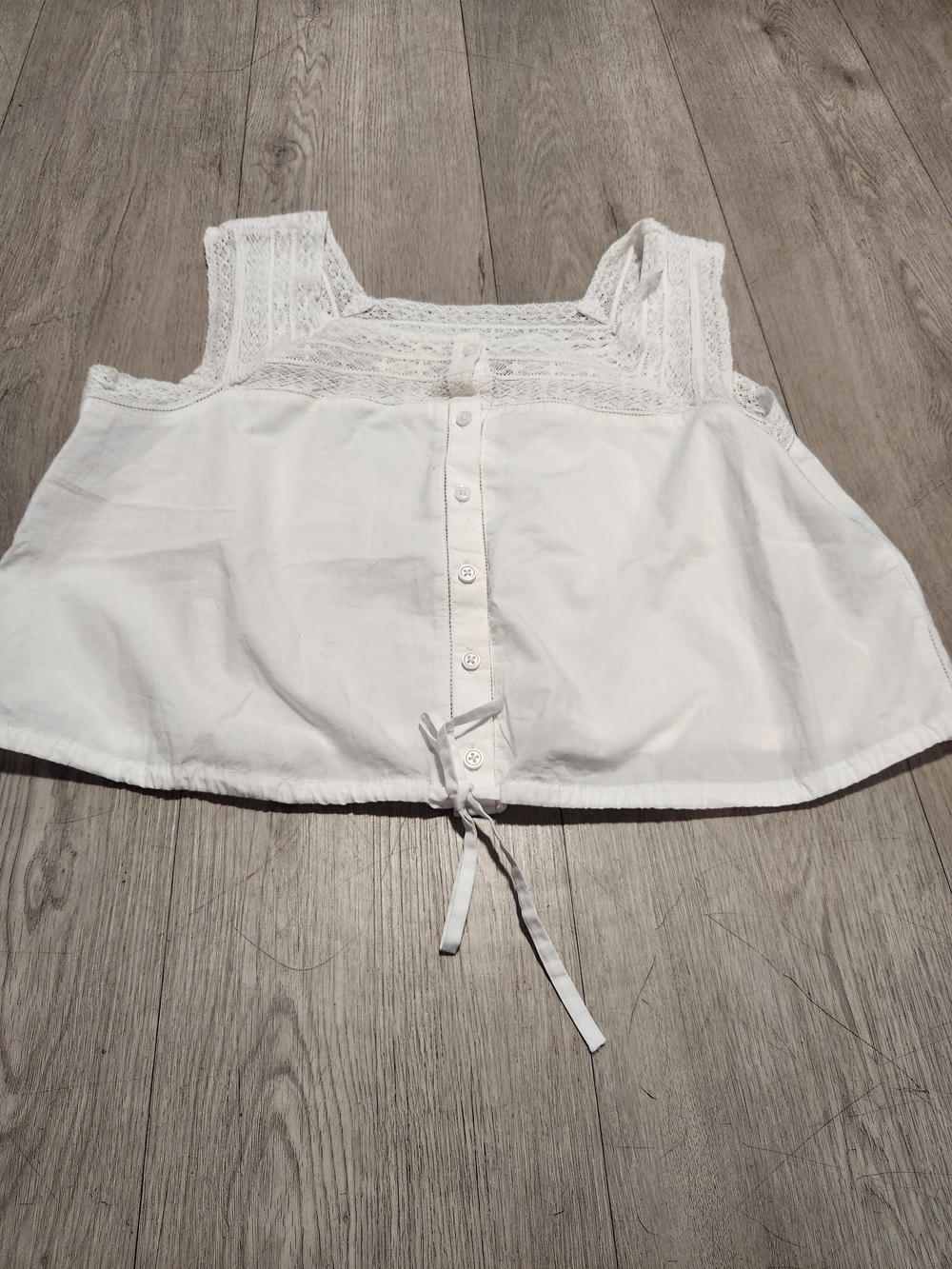 J.Crew White Crochet Lace Button Front Crop Tank Top Regenerative Cotton S